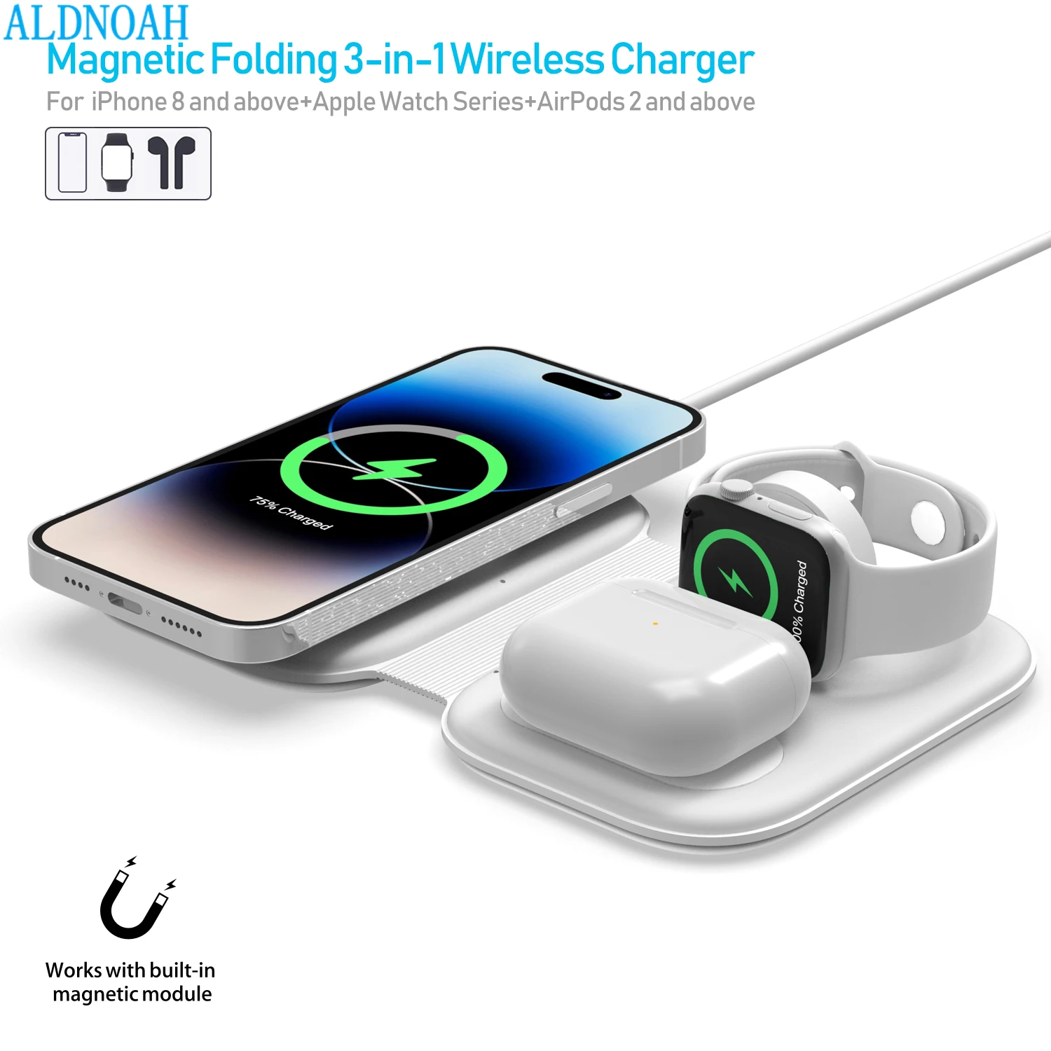 3 In 1 Magnetic Wireless Charger 15W Fast Foldable Charging Stand Pad For iPhone 14/13/12/11/XS/X/8 iWatch Series AirPods Pro/3
3 In 1 Magnetic Wireless Charger 15W Fast Foldable Charging Stand Pad For iPhone 14/13/12/11/XS/X/8 iWatch Series AirPods Pro/3