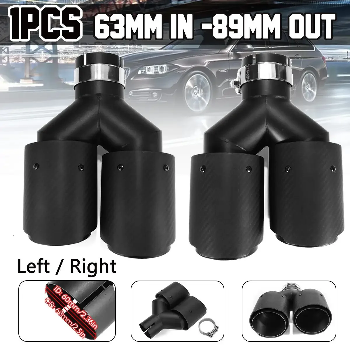 63mm-89mm Matte Carbon Racing Exhaust Pipe Dual Nozzle Muffler Exhaust Tip Tail Tube Universal For BMW/Audi/Benz
63mm-89mm Matte Carbon Racing Exhaust Pipe Dual Nozzle Muffler Exhaust Tip Tail Tube Universal For BMW/Audi/Benz