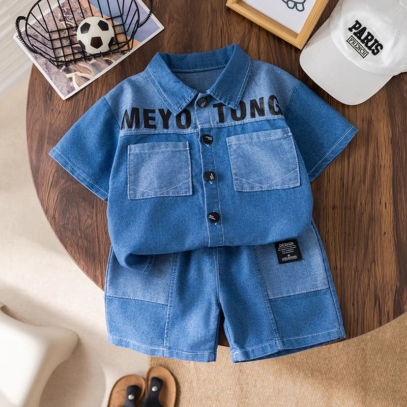 2025 2PCS Kids Clothes Boys Summer New Denim Short-Sleeved Jacket+Jeans Shorts Fashion Baby Outfit Sets Casual Sports Clothing
2025 2PCS Kids Clothes Boys Summer New Denim Short-Sleeved Jacket+Jeans Shorts Fashion Baby Outfit Sets Casual Sports Clothing
