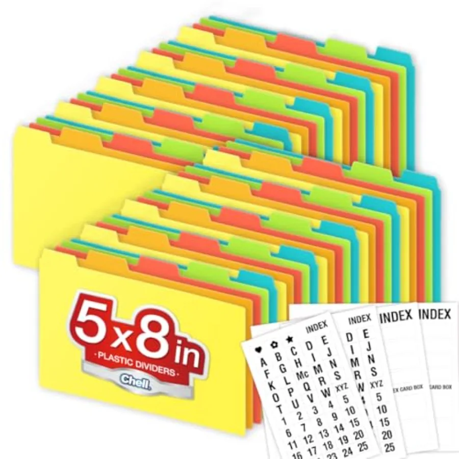 5x8 Plastic Index Card Dividers, Heavyweight Poly Index Card Guides A-Z for Flash Cards and Recipe Cards, with Alphabetical/Bla
5x8 Plastic Index Card Dividers, Heavyweight Poly Index Card Guides A-Z for Flash Cards and Recipe Cards, with Alphabetical/Bla