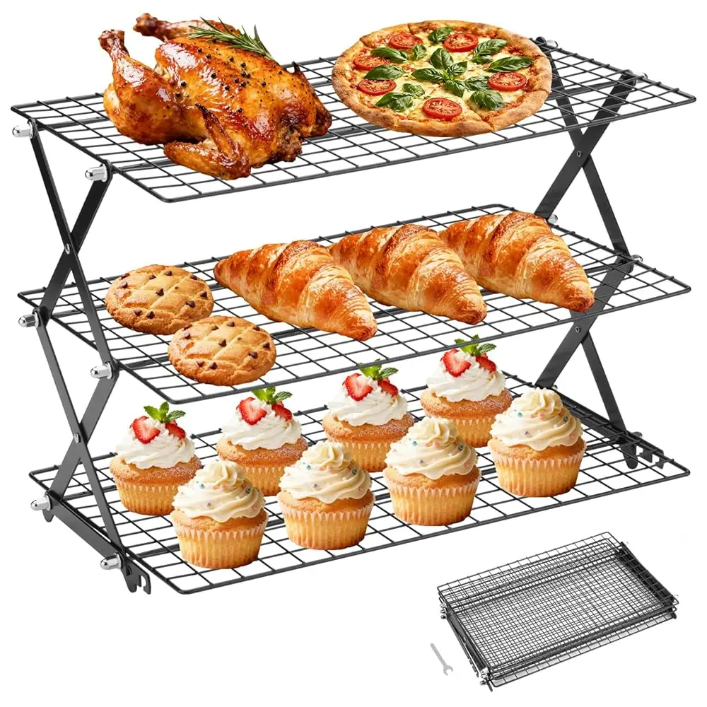 Free Shipping3-Tier Stackable Cooling Rack for Baking, Collapsible Wire Cookie Rack with Adjustable Heights, Non-Stick Roasting
Free Shipping3-Tier Stackable Cooling Rack for Baking, Collapsible Wire Cookie Rack with Adjustable Heights, Non-Stick Roasting