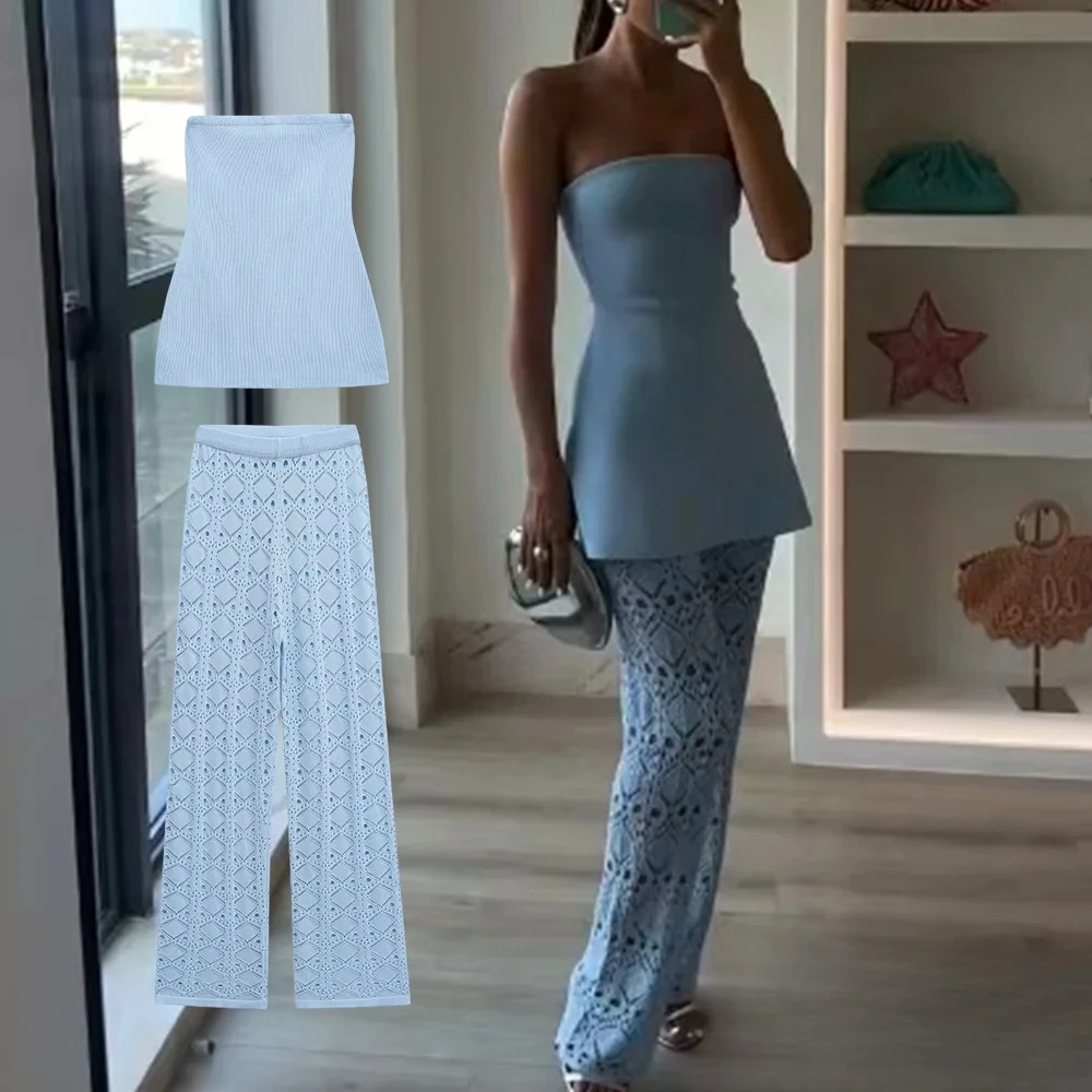 KONDALA женский элегантный осенний комплект без бретелек, тонкий топ с завязками на талии, комплект с вырезами и брюками, новинка 2025, летний модный пляжный праздничный комплект
KONDALA женский элегантный осенний комплект без бретелек, тонкий топ с завязками на талии, комплект с вырезами и брюками, новинка 2025, летний модный пляжный праздничный комплект