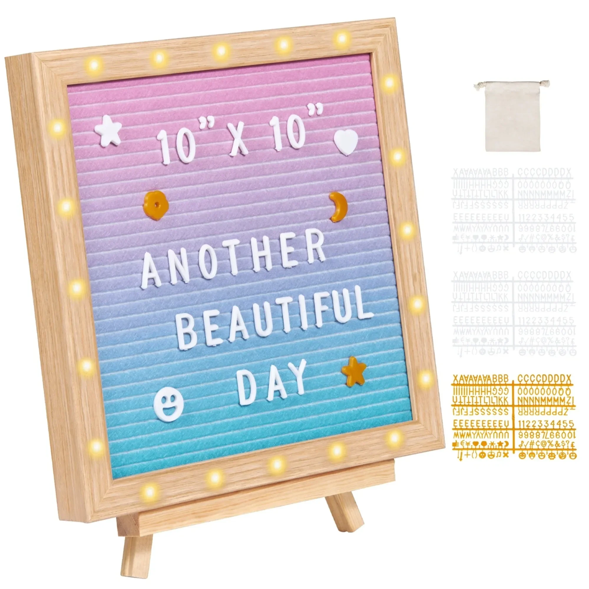 KFFKFF Gradient Felt Letter Board with 510 Letters 10"x10" Changeable Sign Boards
KFFKFF Gradient Felt Letter Board with 510 Letters 10"x10" Changeable Sign Boards