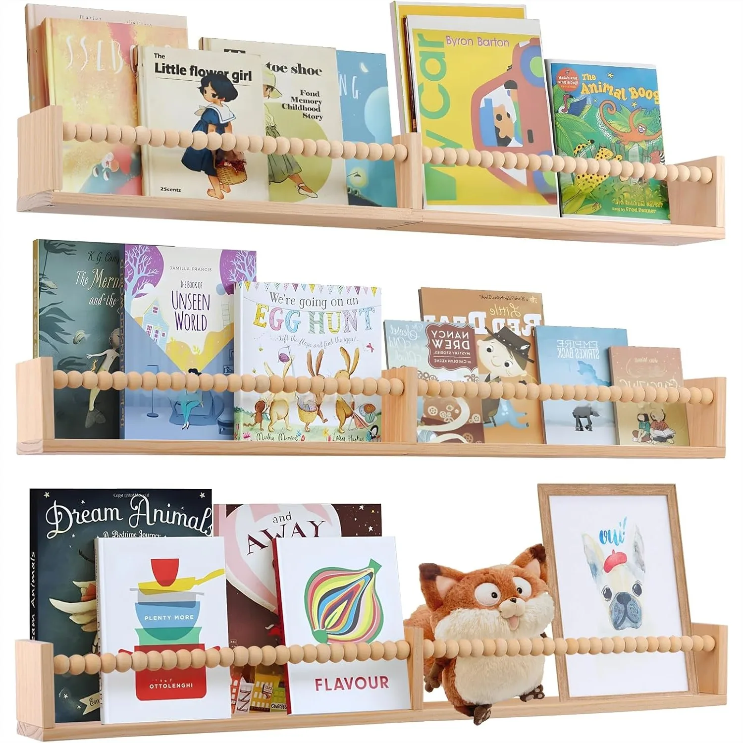 Floating Wall Bookshelves Set of 3 for Kids Rooms, Space-Saving Nursery Shelves with Beads Design, Eco-Friendly Pine Wood, Easy
Floating Wall Bookshelves Set of 3 for Kids Rooms, Space-Saving Nursery Shelves with Beads Design, Eco-Friendly Pine Wood, Easy