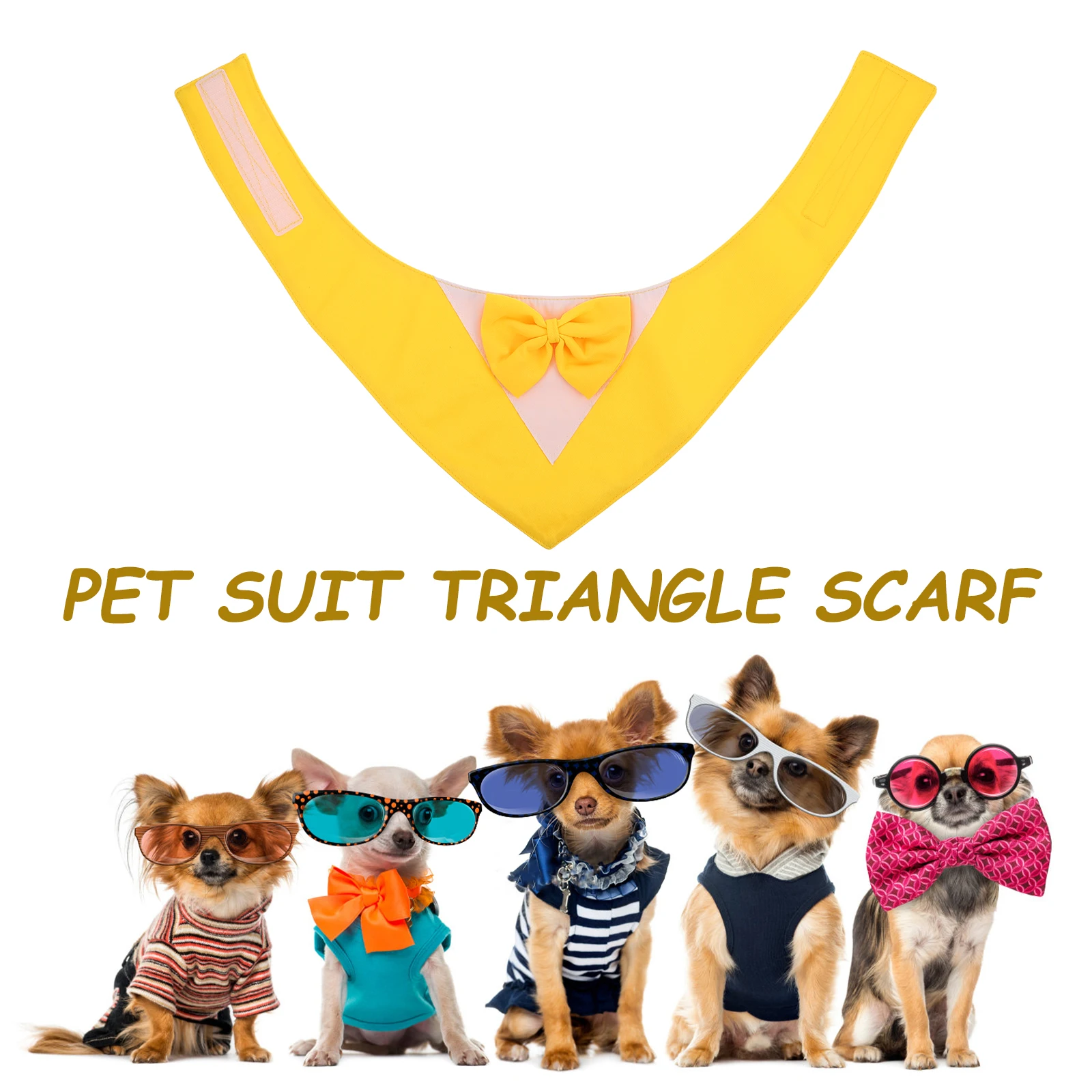 Pet Wedding Decoration Comfortable Material Adjustable Size Triangle Holiday Bow Ties for Dogs Yellow Scarf Dog Bride Costume
Pet Wedding Decoration Comfortable Material Adjustable Size Triangle Holiday Bow Ties for Dogs Yellow Scarf Dog Bride Costume