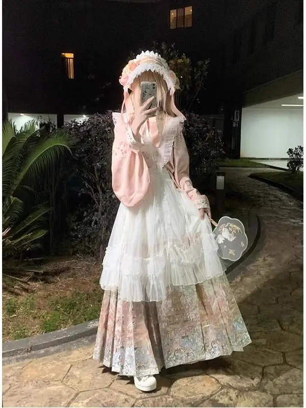 Traditional Chinese Hanfu Set for Girls Ming Dynasty Style Sleeve Dress with Tail Skirt Lolita Style
Traditional Chinese Hanfu Set for Girls Ming Dynasty Style Sleeve Dress with Tail Skirt Lolita Style
