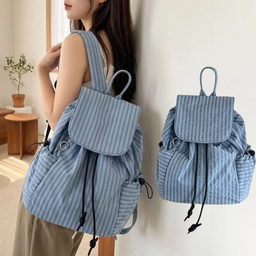 Stylish Solid Color Drawstring Backpacks Korean Canvas Plaid Nylon Backpacks Large Capacity Casual Ruched Shoulder Bags Unisex
Stylish Solid Color Drawstring Backpacks Korean Canvas Plaid Nylon Backpacks Large Capacity Casual Ruched Shoulder Bags Unisex