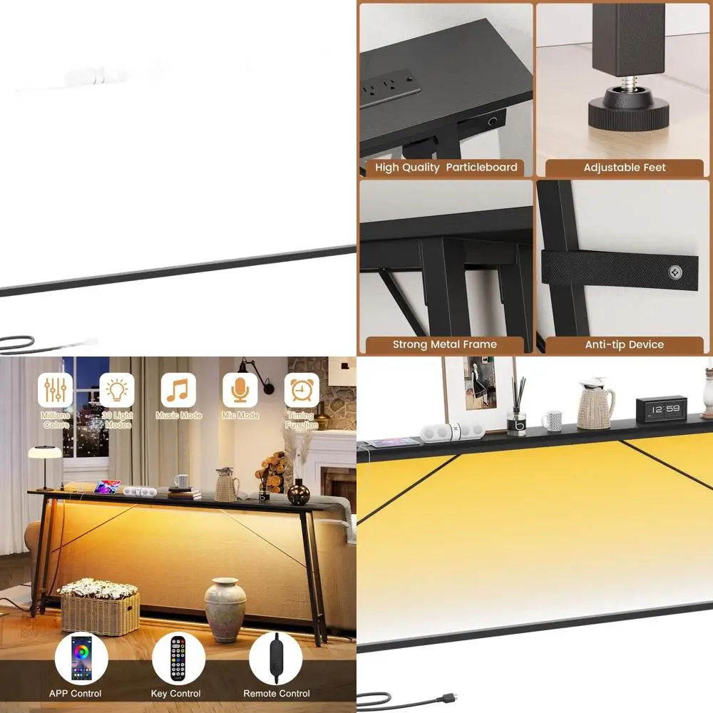 79 Inch Console Table with Charging Station, LED Light, USB & Type-C Ports, Slim Sofa Table for Living Spaces, Black
79 Inch Console Table with Charging Station, LED Light, USB & Type-C Ports, Slim Sofa Table for Living Spaces, Black