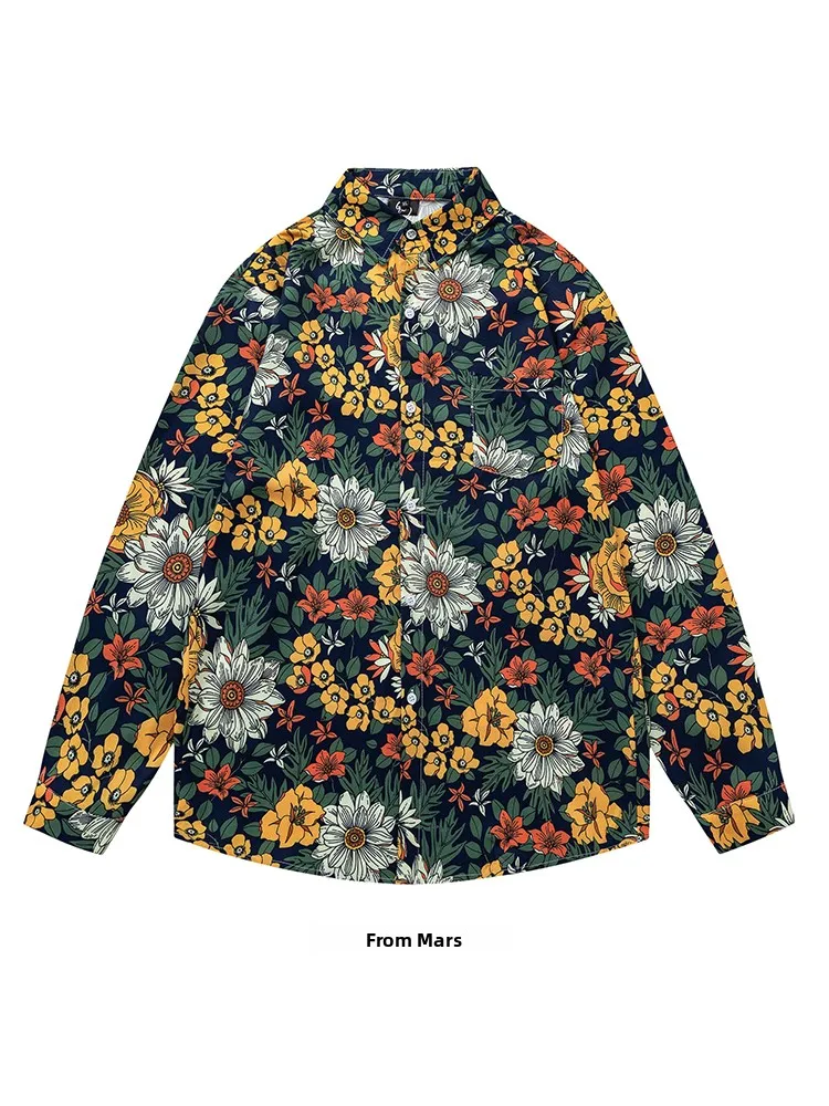 Рубашка с длинным рукавом, свободного кроя, с цветочным принтом, винтажная, в гонконгском стиле, не выцветает, модная молодежная одежда
Рубашка с длинным рукавом, свободного кроя, с цветочным принтом, винтажная, в гонконгском стиле, не выцветает, модная молодежная одежда