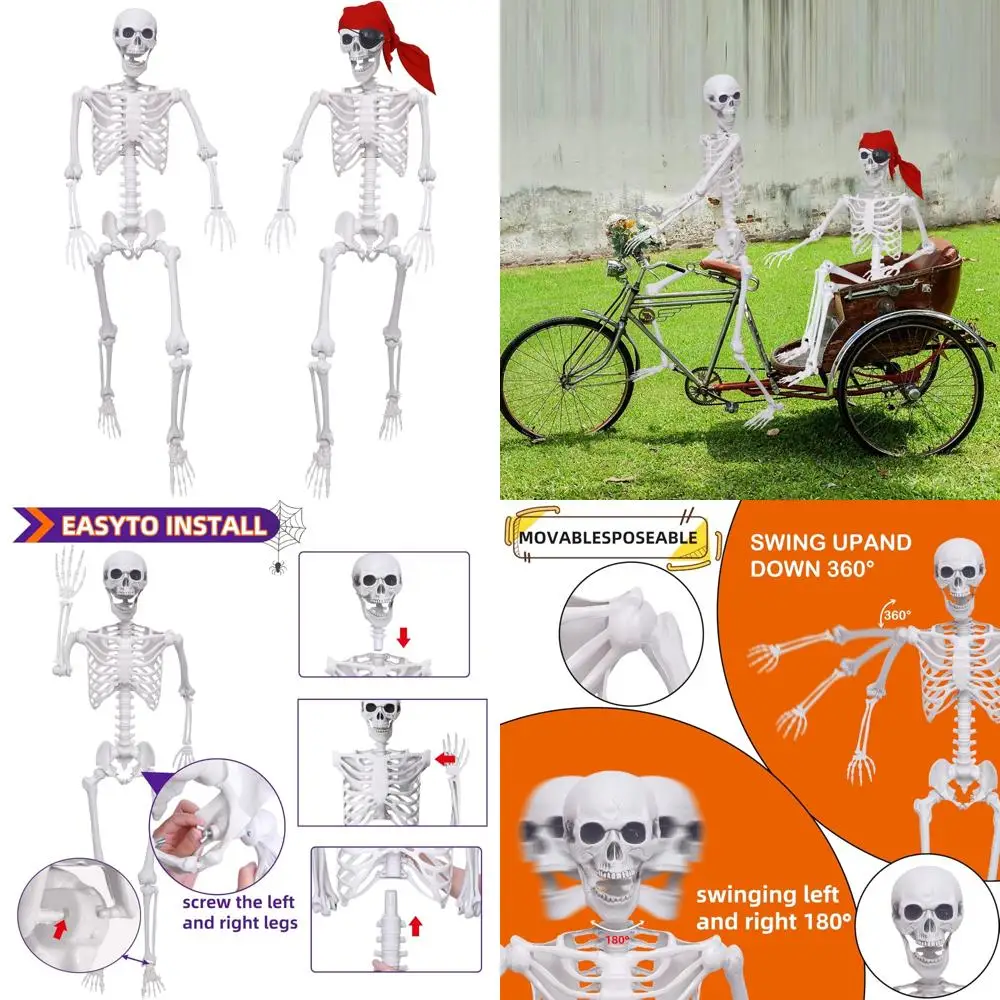 2 упаковки 5,4 фута скелеты на Хэллоуин, положительные скелеты в натуральную величину, кости всего тела с подвижными суставами для украшения Хэллоуина, белые
2 упаковки 5,4 фута скелеты на Хэллоуин, положительные скелеты в натуральную величину, кости всего тела с подвижными суставами для украшения Хэллоуина, белые
