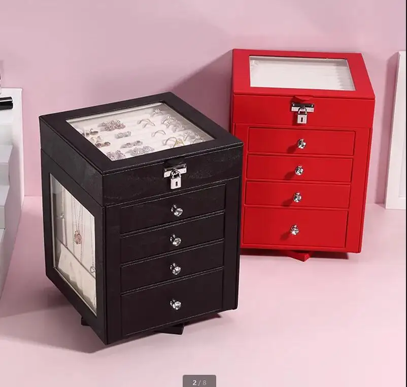 Rotating Leather Jewelry Box Ring Earring Storage Container Display Wedding Gift Nordic Home Multi-layer
Rotating Leather Jewelry Box Ring Earring Storage Container Display Wedding Gift Nordic Home Multi-layer
