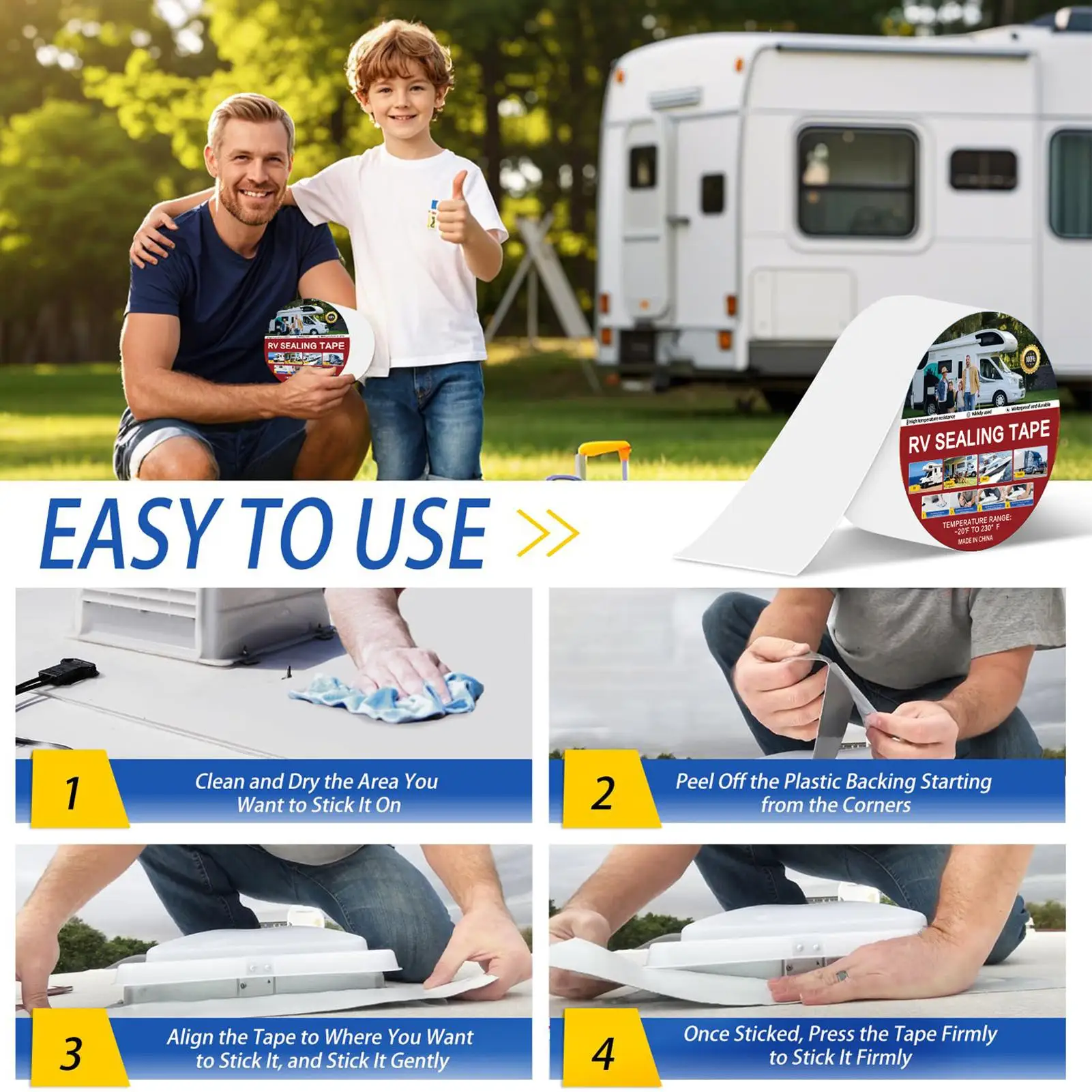 RV Roof Tape Waterproof Camper Hole Repair Motorhome Repair Tapes For Drivers Road Trips Repairers Travelers Professionals Women
RV Roof Tape Waterproof Camper Hole Repair Motorhome Repair Tapes For Drivers Road Trips Repairers Travelers Professionals Women