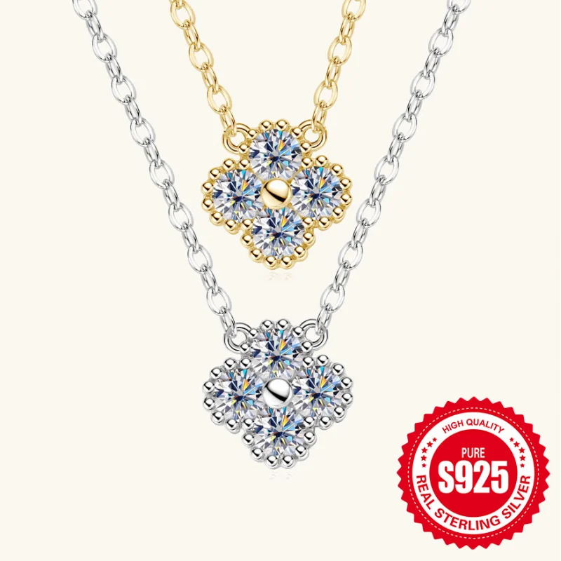 High Quality 925 Sterling Silver VVS D Mossanite Jewelry Round 3mm 0.10ct Moissanite Four-leaf Clover Pendant Necklace for Women
High Quality 925 Sterling Silver VVS D Mossanite Jewelry Round 3mm 0.10ct Moissanite Four-leaf Clover Pendant Necklace for Women