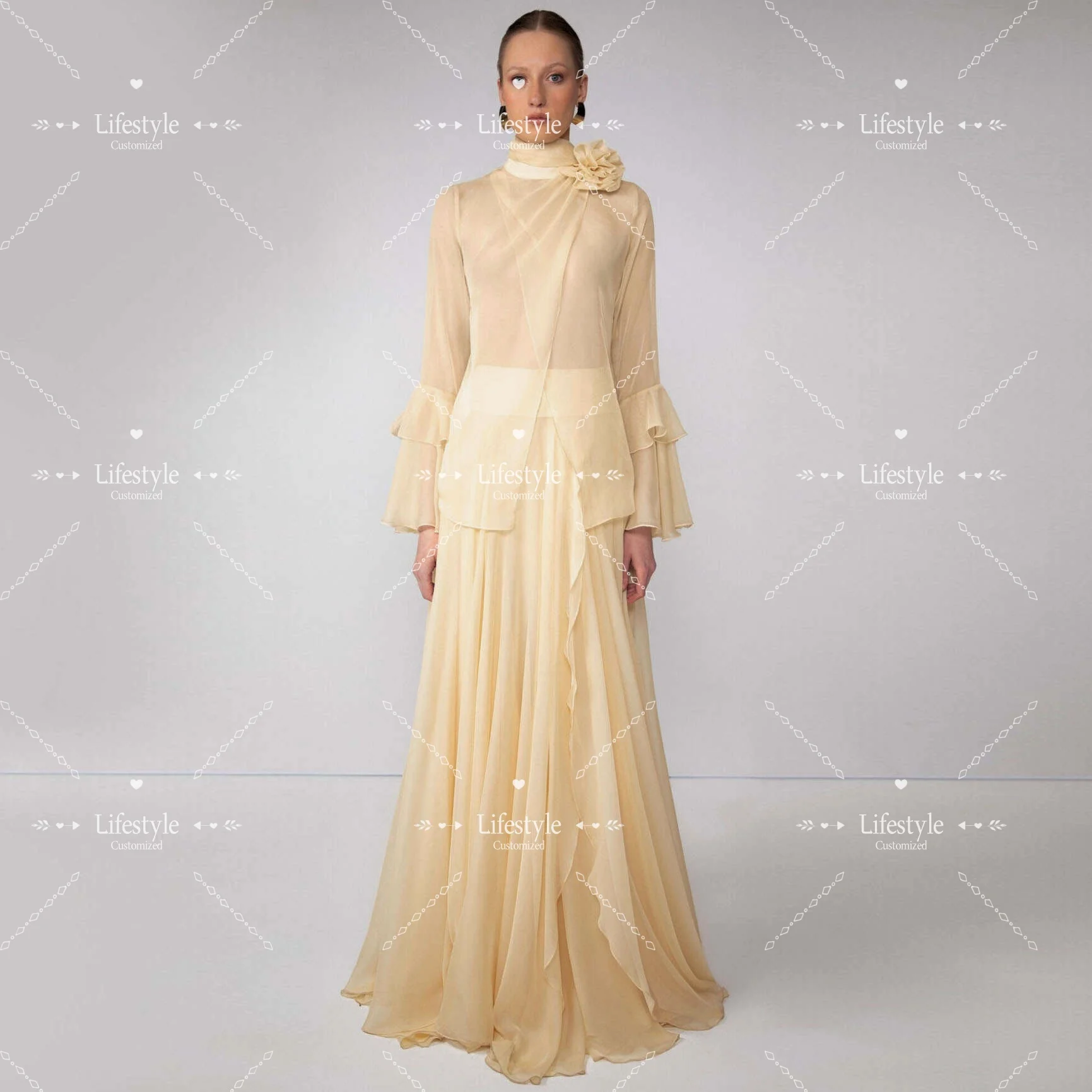 Customized Flower Long Sleeves Draped Elegant Prom Dresses 2025 Vintage 2 Piece Set See Through Top Evening Dress Floor-Length
Customized Flower Long Sleeves Draped Elegant Prom Dresses 2025 Vintage 2 Piece Set See Through Top Evening Dress Floor-Length