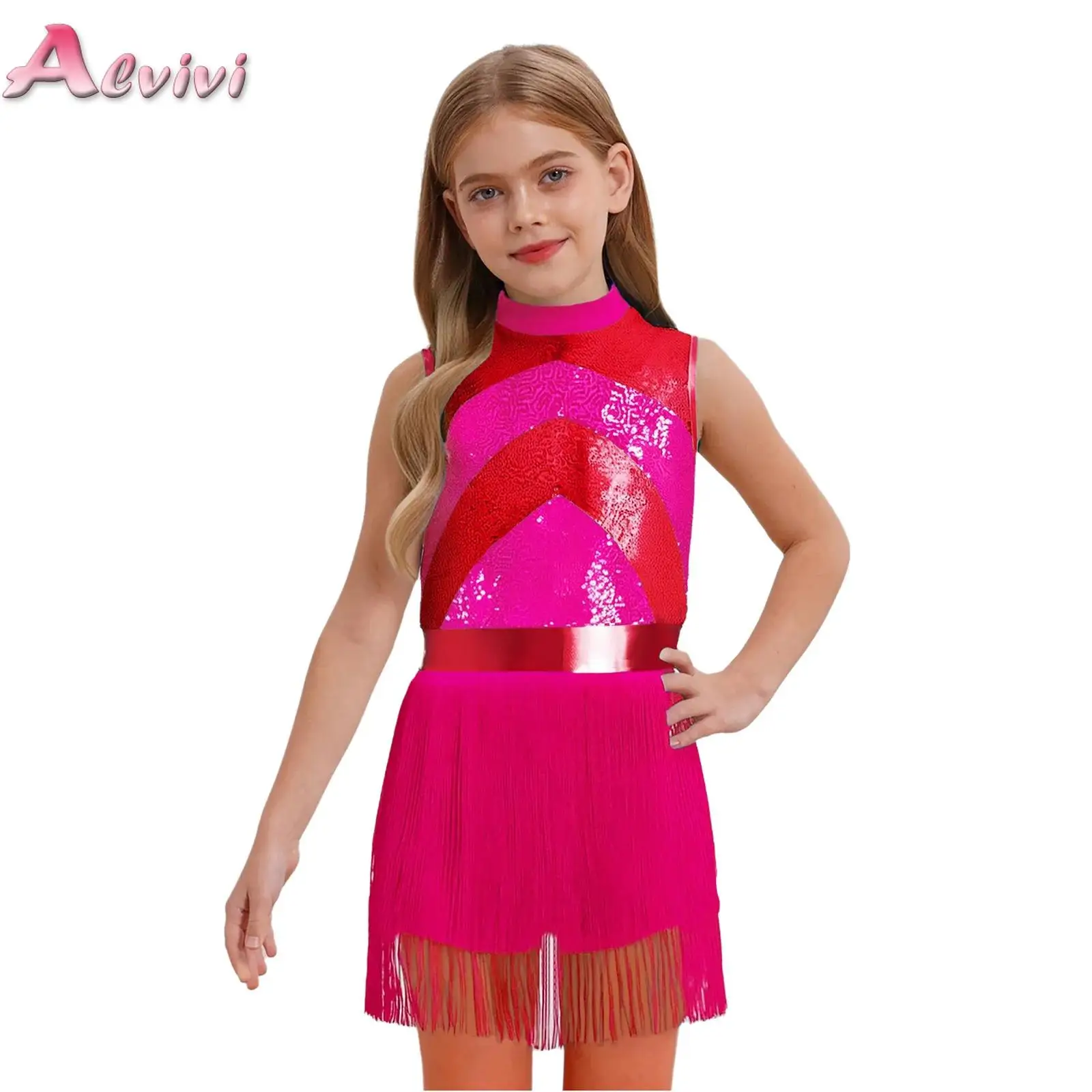 Girls Sequins Tassel Latin Tango Salsa Dance Dress Fringed Dance Leotard Bodysuit Ballroom Cha Cha Rumba Performance Dancewear
Girls Sequins Tassel Latin Tango Salsa Dance Dress Fringed Dance Leotard Bodysuit Ballroom Cha Cha Rumba Performance Dancewear