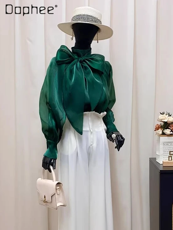 Korean Chic Trend Organza Loose Long-sleeved Shirt Lantern Bubble Sleeve Versatile Solid Color Temperament Commuter Style Shirts
Korean Chic Trend Organza Loose Long-sleeved Shirt Lantern Bubble Sleeve Versatile Solid Color Temperament Commuter Style Shirts