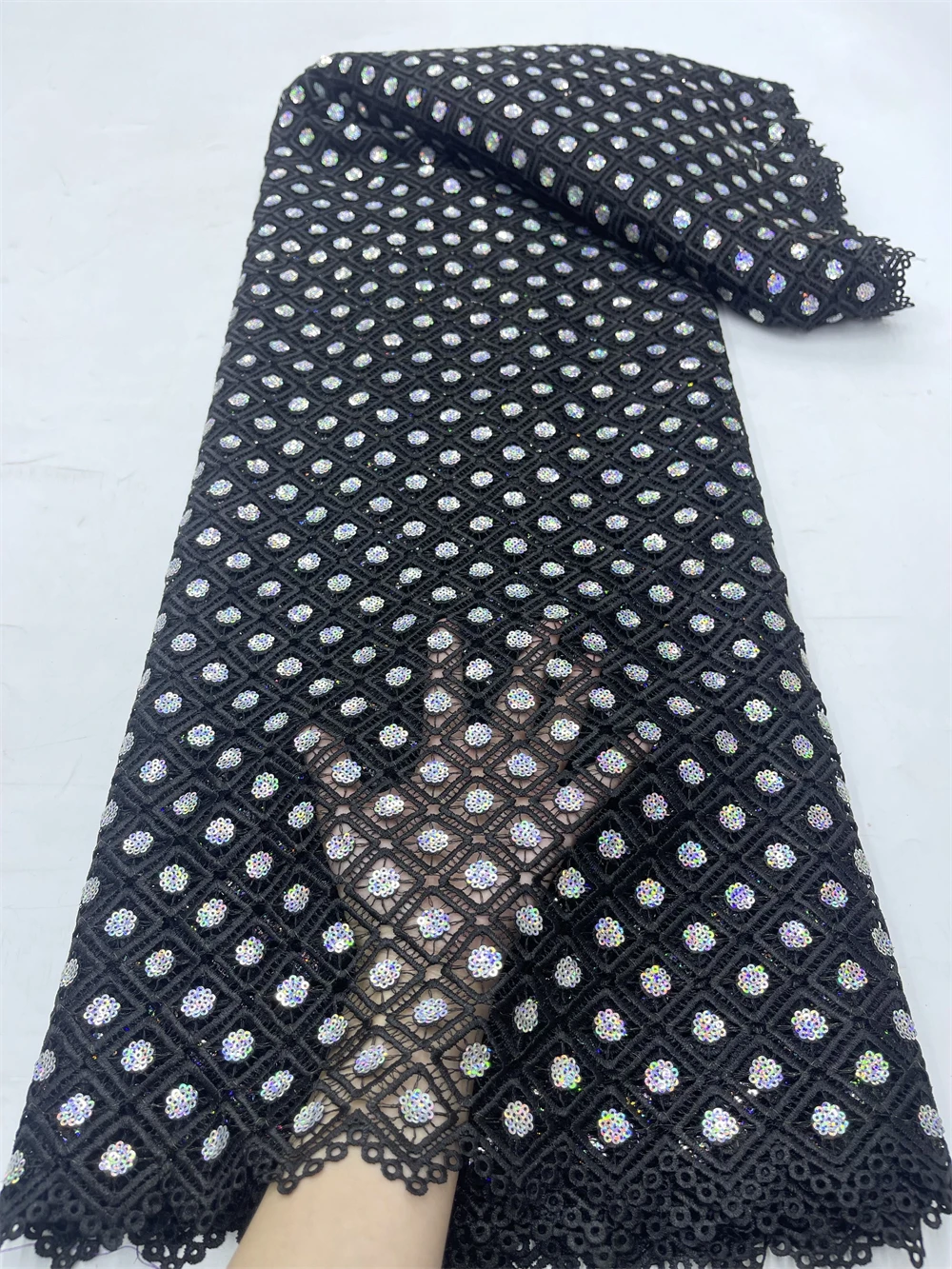 African Sequin Embroidery Lace Fabric,Cotton Fabrics By The Meter,Water Soluble,Wedding Dress,Tulle,High Quality,Luxury,5 Yards
African Sequin Embroidery Lace Fabric,Cotton Fabrics By The Meter,Water Soluble,Wedding Dress,Tulle,High Quality,Luxury,5 Yards