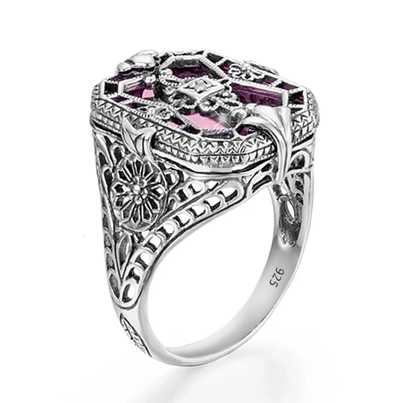 Real 100% 925 Silver Vintage Pink Gemstones Rings Woman With Square Stone Handmade Birthstone Party Large Fine Jewlery
Real 100% 925 Silver Vintage Pink Gemstones Rings Woman With Square Stone Handmade Birthstone Party Large Fine Jewlery