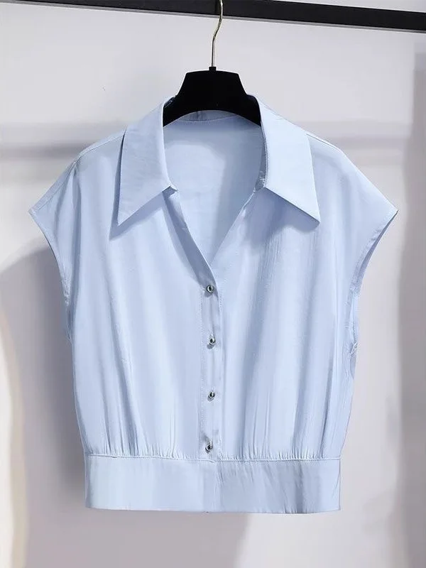Blue V-Neck Shirt Women's Summer Commute Fashion Small Flying Sleeve Top Beautiful Short Shirt Korean Style Loose Fit Button ...
Blue V-Neck Shirt Women's Summer Commute Fashion Small Flying Sleeve Top Beautiful Short Shirt Korean Style Loose Fit Button ...
