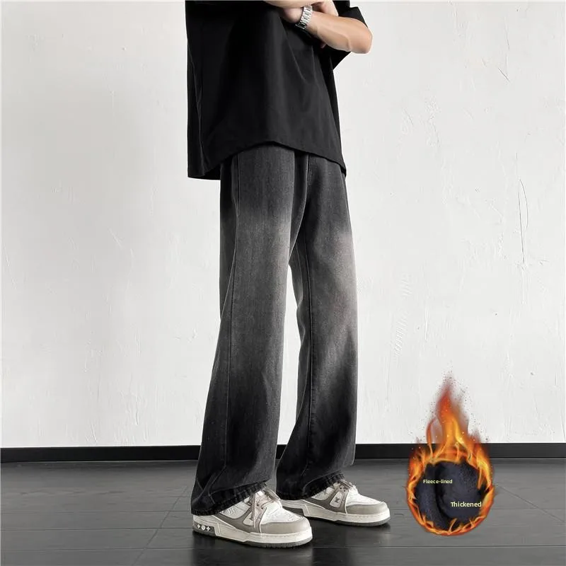 Trendy Men's Fleece Lined Gradient Denim Jeans Loose Straight Leg American Vintage High Street Wide Leg Pants Autumn Winter
Trendy Men's Fleece Lined Gradient Denim Jeans Loose Straight Leg American Vintage High Street Wide Leg Pants Autumn Winter