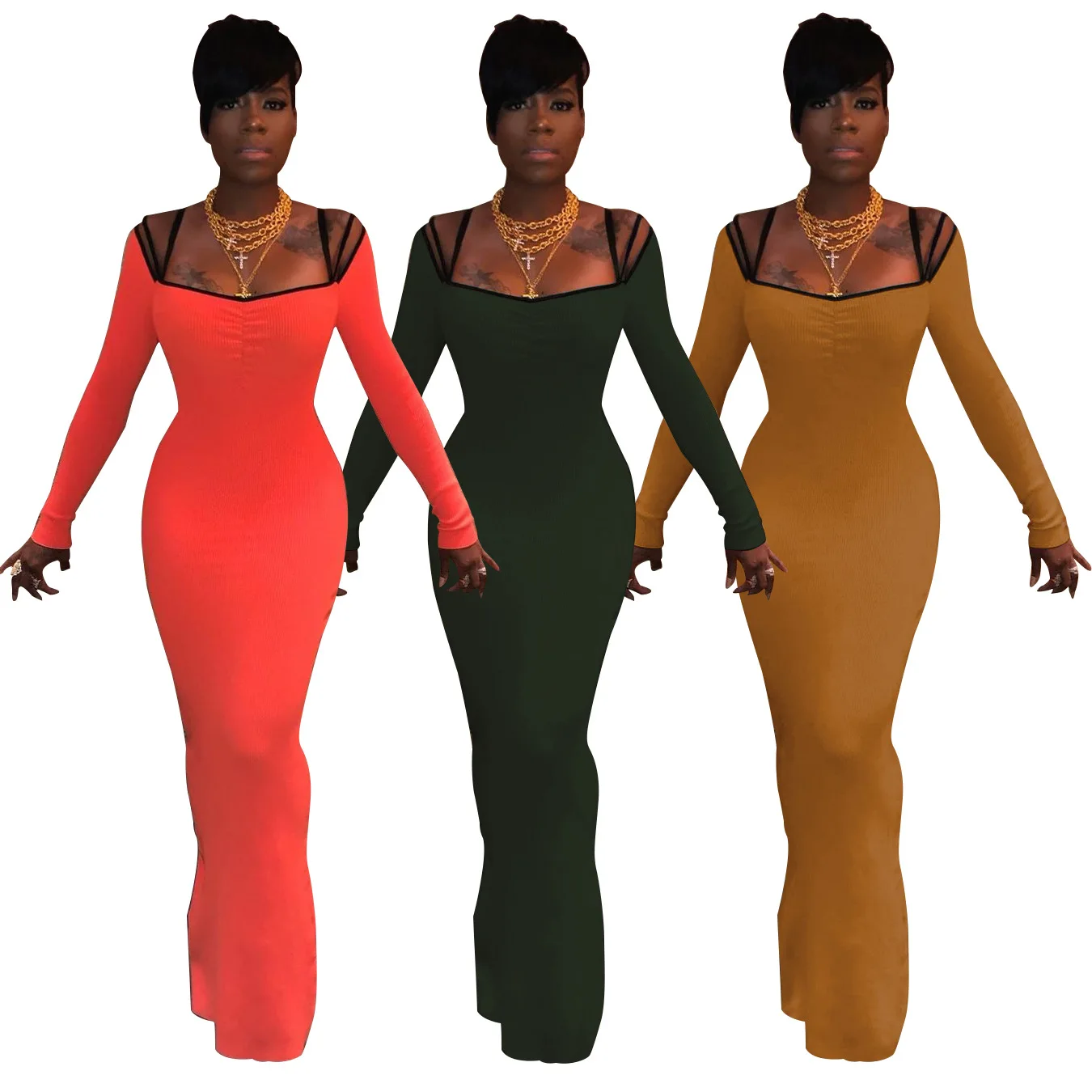 Spring and Autumn Women's Sexy Fashion Party Party Backless Straight Neck Dress Pencil Dress
Spring and Autumn Women's Sexy Fashion Party Party Backless Straight Neck Dress Pencil Dress
