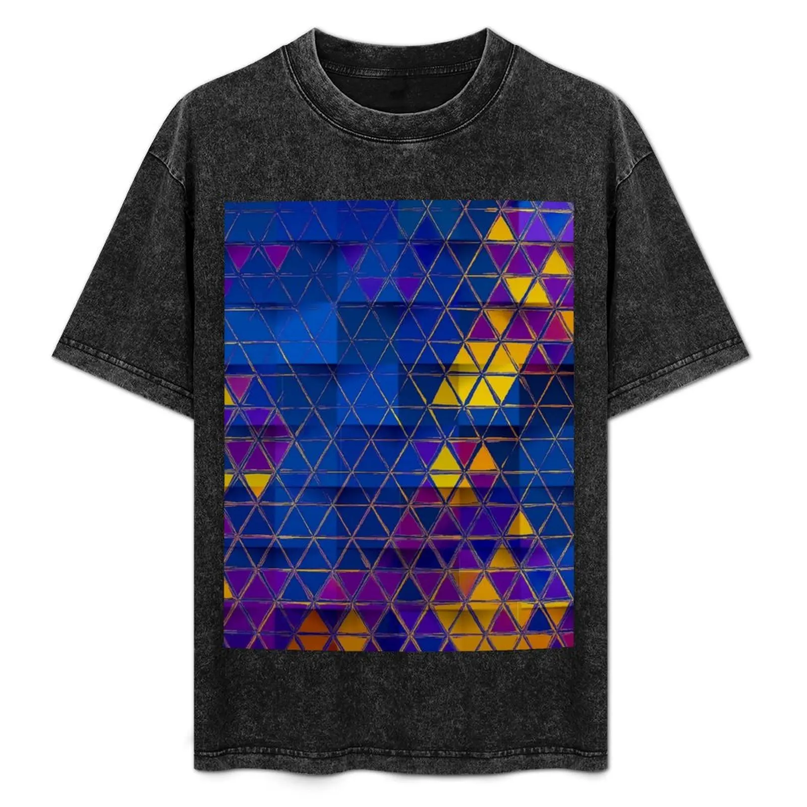 Crazy Mosaic Triangles in Blue and Yellow T-Shirt Basic Plain Short Sleeve Crew Neck Tee
Crazy Mosaic Triangles in Blue and Yellow T-Shirt Basic Plain Short Sleeve Crew Neck Tee