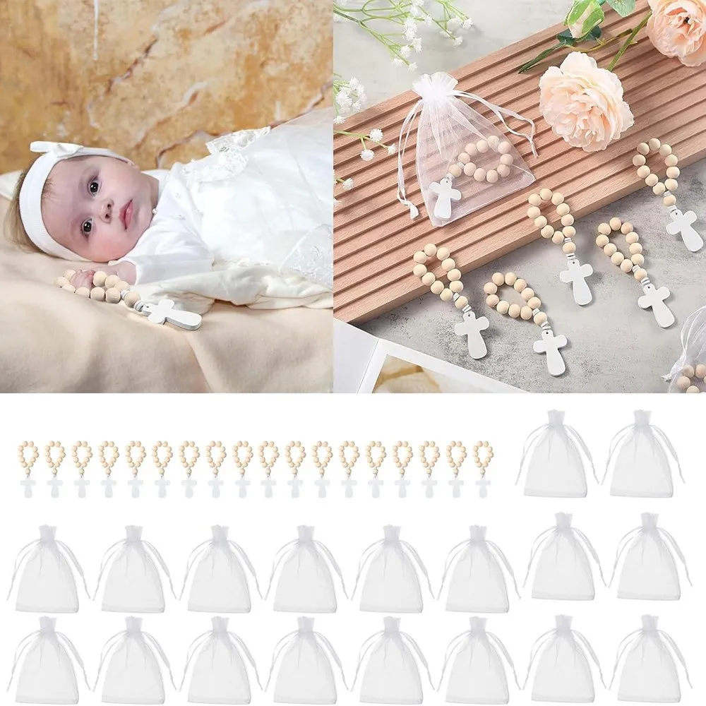 10pcs Baby Shower Gifts Wooden Baptismal Bead Organza Gift Bags Prayer Cross Bead Wedding Baptism Party Favors for Guests
10pcs Baby Shower Gifts Wooden Baptismal Bead Organza Gift Bags Prayer Cross Bead Wedding Baptism Party Favors for Guests