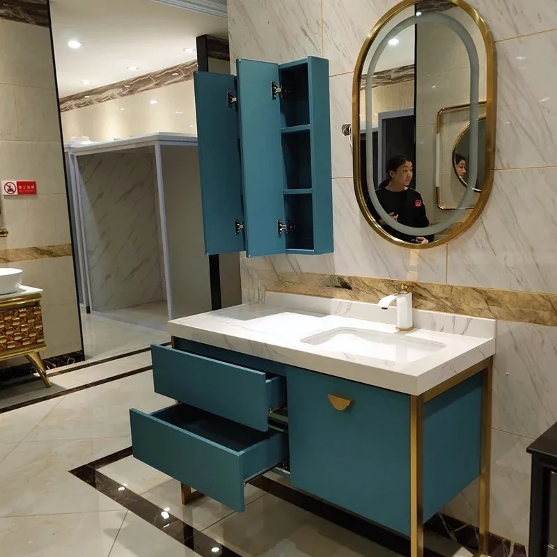 Modern Light Luxury Stainless Steel Bathroom Cabinet Combination Customized Bathroom Table Smart Marble Floor Blue
Modern Light Luxury Stainless Steel Bathroom Cabinet Combination Customized Bathroom Table Smart Marble Floor Blue