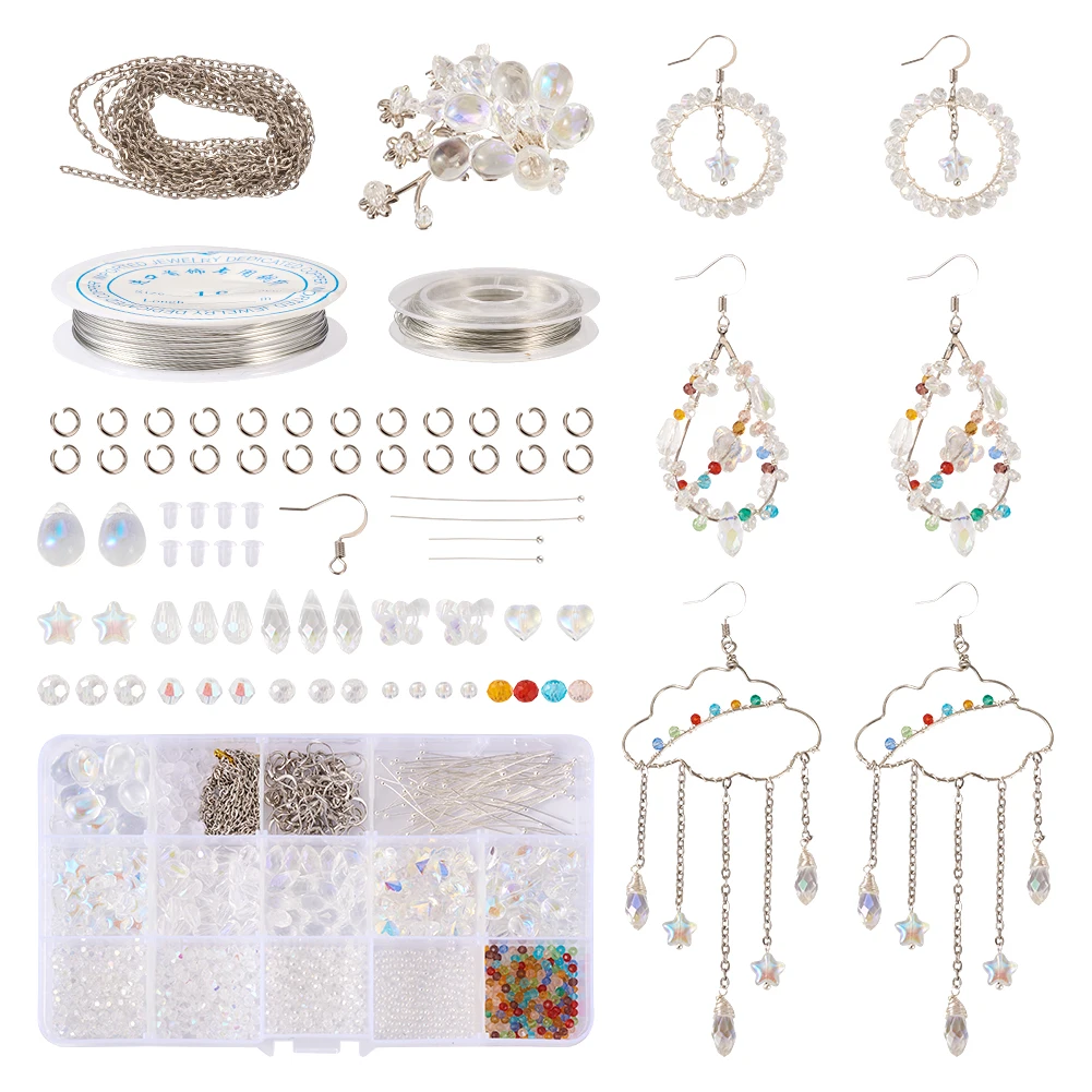 Wire Wrap Earring Making Kit Clear Glass Loose Beads Cable Chains Jewelry Wire Earring Hooks for DIY Dangle Earrings Accessories
Wire Wrap Earring Making Kit Clear Glass Loose Beads Cable Chains Jewelry Wire Earring Hooks for DIY Dangle Earrings Accessories