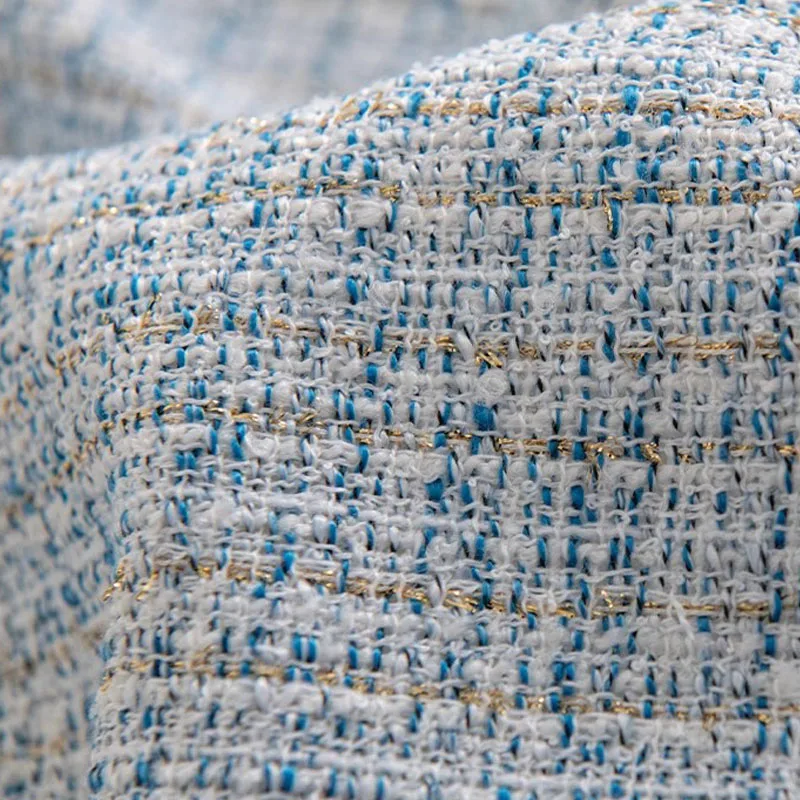 Синий цвет, золотая проволока, окрашенная в пряжу плетеная твидовая ткань для женщин, осенне-зимняя куртка, платье, пальто, костюм, ткань «сделай сам», швейный материал
Синий цвет, золотая проволока, окрашенная в пряжу плетеная твидовая ткань для женщин, осенне-зимняя куртка, платье, пальто, костюм, ткань «сделай сам», швейный материал