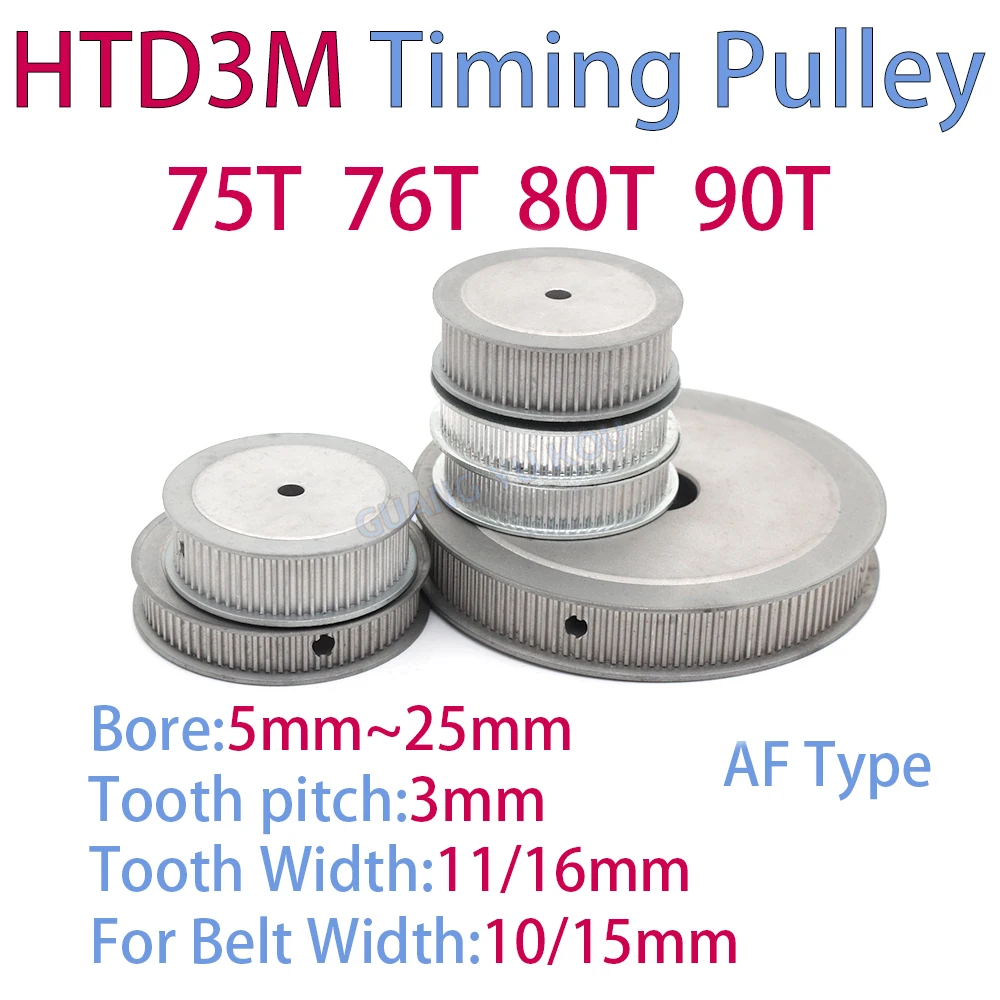 HTD 3M Synchronous Timing Pulley 75T 76T 80T 90Teeth Bore 5mm-25mm Belt Width 10/15mm for Precision Belt Drive Systems
HTD 3M Synchronous Timing Pulley 75T 76T 80T 90Teeth Bore 5mm-25mm Belt Width 10/15mm for Precision Belt Drive Systems