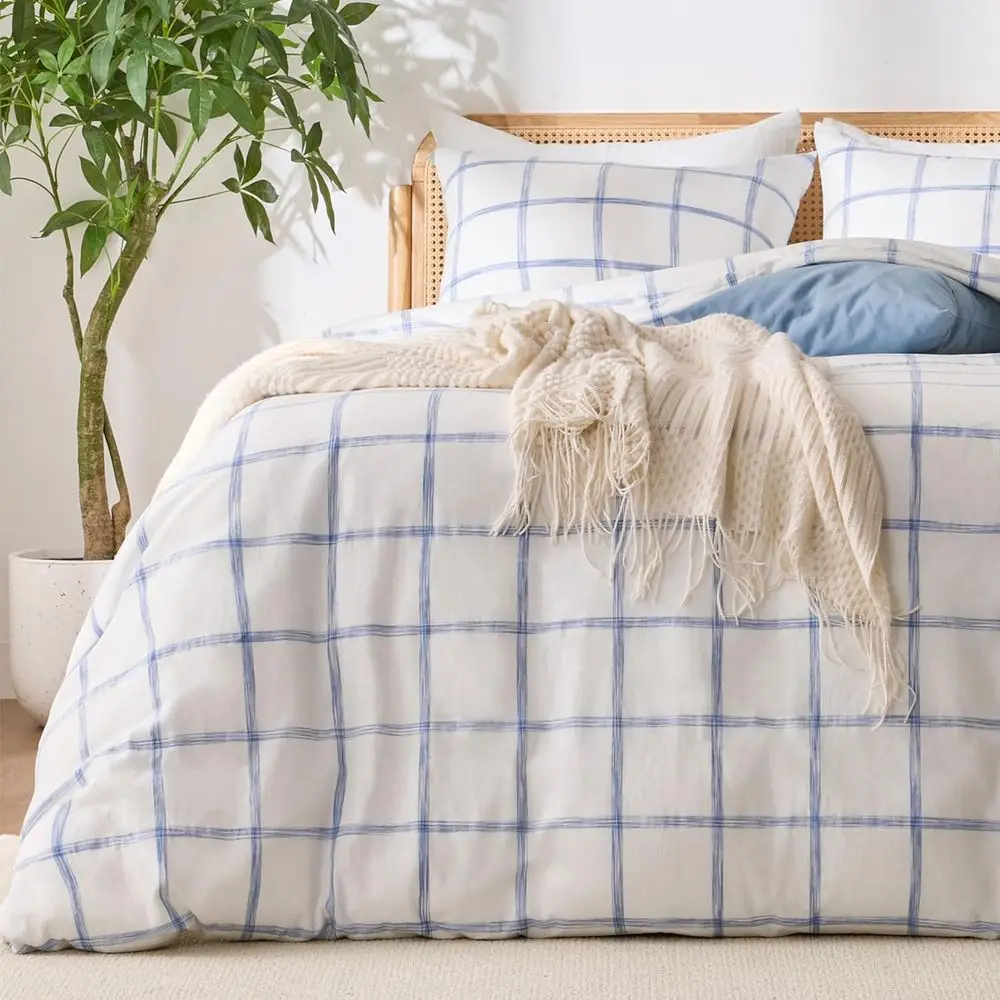 Blue Plaid Duvet Cover Queen Size, 100% Sot Washed Cotton Queen Duvet Cover Set 3 Pieces with Zipper Clousre & Buttons (White/Bl
Blue Plaid Duvet Cover Queen Size, 100% Sot Washed Cotton Queen Duvet Cover Set 3 Pieces with Zipper Clousre & Buttons (White/Bl
