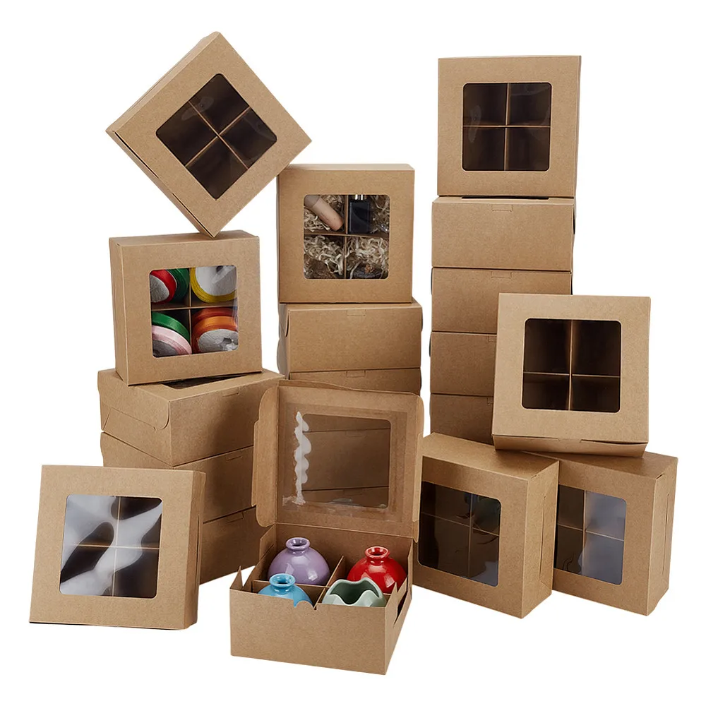 Square Foldable Paper Box Bakery Cupcake Packing Box with Clear Window Peru 159x158x75mm
Square Foldable Paper Box Bakery Cupcake Packing Box with Clear Window Peru 159x158x75mm