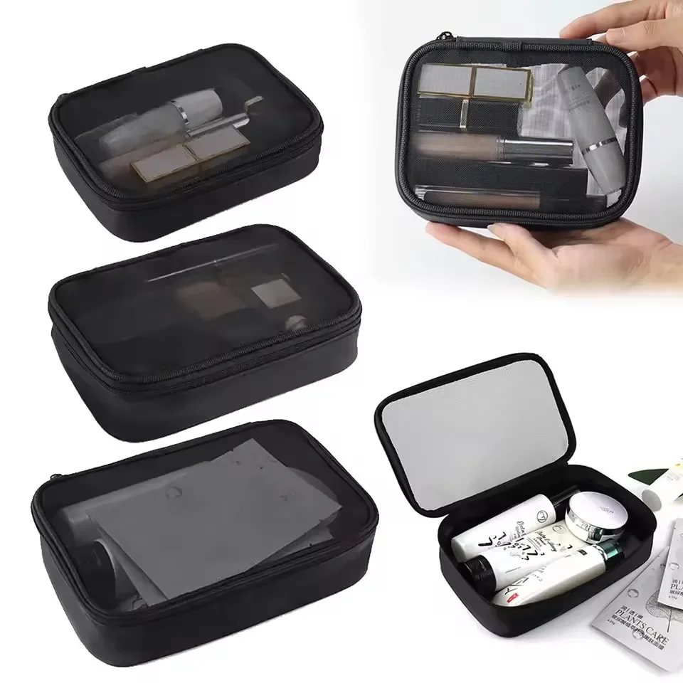 Black Women Makeup Bag Women Solid Color Zipper Cosmetic Bag Mesh Transparent Casual Travel Portable Mini Wash Storage Bags
Black Women Makeup Bag Women Solid Color Zipper Cosmetic Bag Mesh Transparent Casual Travel Portable Mini Wash Storage Bags