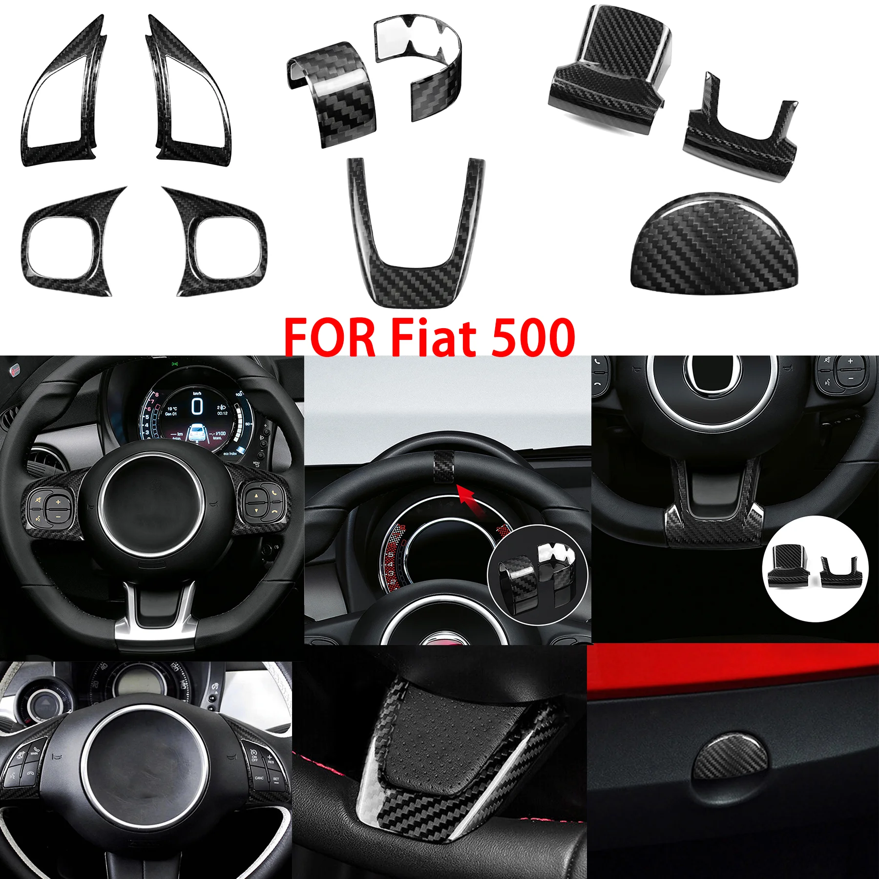 FOR Fiat 500 2012-2015 Real Carbon Fiber Steering Wheel Chin Return Label Button Box Glove Box Switch Car Interior Accessories
FOR Fiat 500 2012-2015 Real Carbon Fiber Steering Wheel Chin Return Label Button Box Glove Box Switch Car Interior Accessories