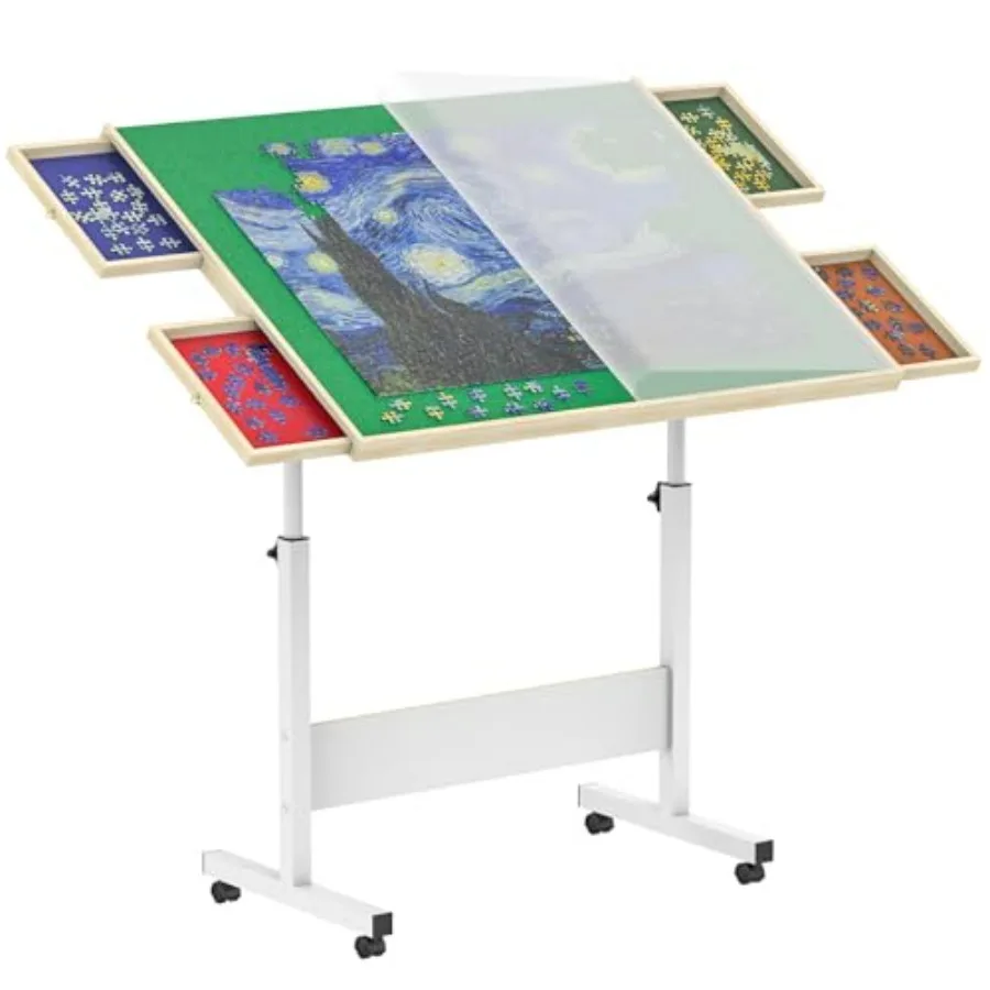 Wooden Puzzle Table with Cover and Drawers 1500 Piece Puzzle Board in Natural Wood Finish Lightweight Portable 360 Rotating Jig
Wooden Puzzle Table with Cover and Drawers 1500 Piece Puzzle Board in Natural Wood Finish Lightweight Portable 360 Rotating Jig