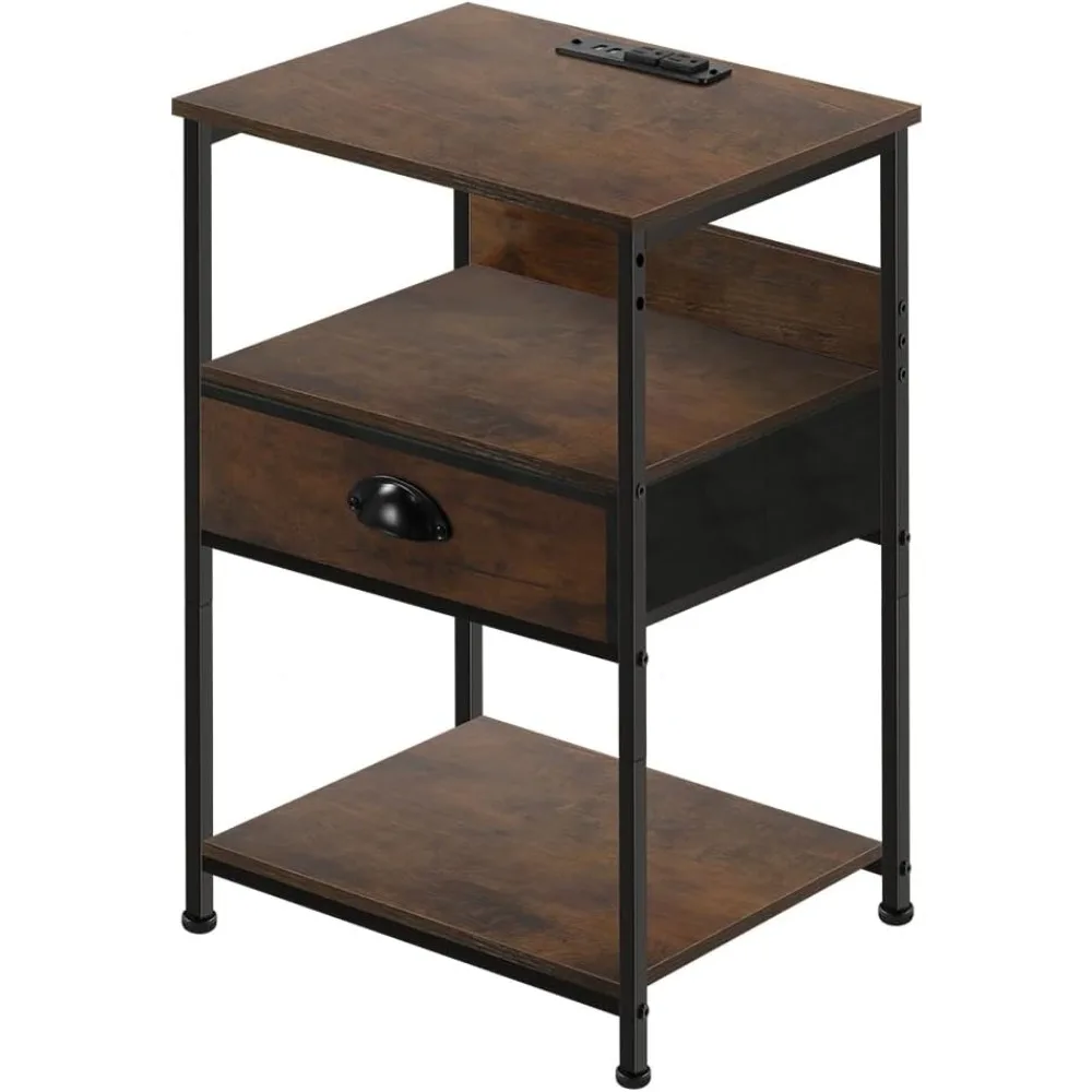 Nightstand with Charging Station 3-Tier Storage, Bed Side Table for Bedroom,Living Room Rustic Brown
Nightstand with Charging Station 3-Tier Storage, Bed Side Table for Bedroom,Living Room Rustic Brown