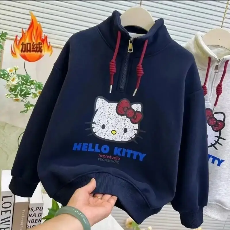 Sanrio Kuromi Hello Kitty 2025 New Fleece Lined Thickened Stand Collar Sweatshirt Winter Cartoon for Girls Big Kids Casual Top
Sanrio Kuromi Hello Kitty 2025 New Fleece Lined Thickened Stand Collar Sweatshirt Winter Cartoon for Girls Big Kids Casual Top