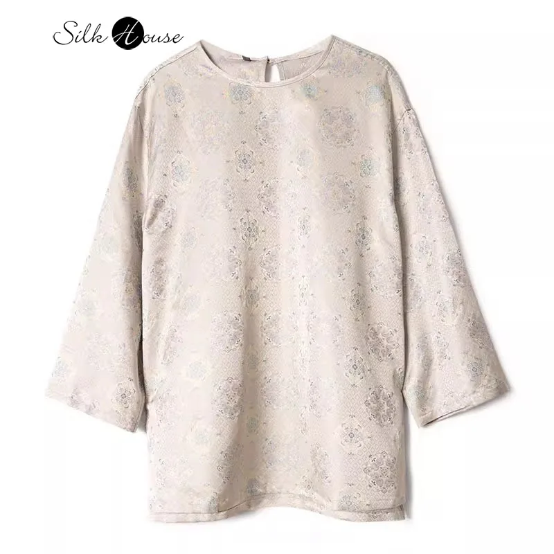 2025 Women's Fashion Spring New Versatile Style Apricot Printed Natural Mulberry Silk Long Sleeve T-shirt
2025 Women's Fashion Spring New Versatile Style Apricot Printed Natural Mulberry Silk Long Sleeve T-shirt