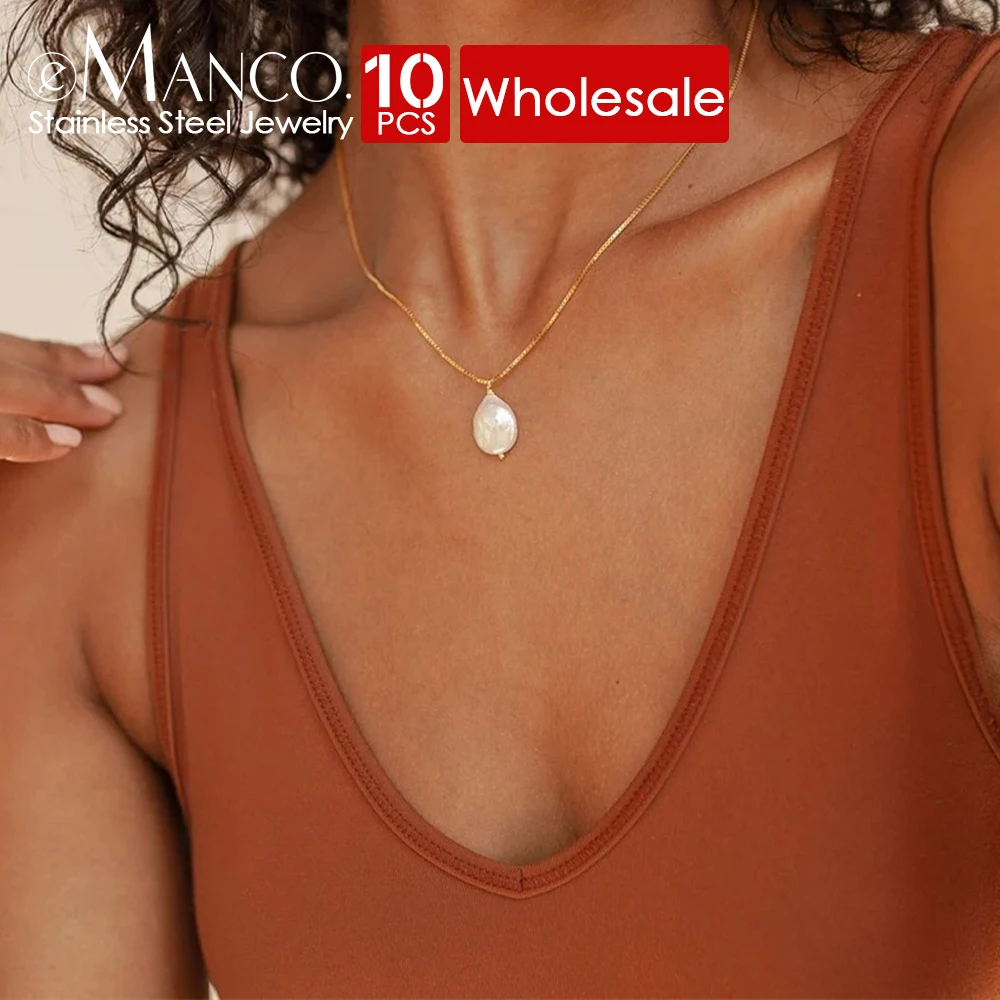 eManco 10PCS Freshwater Pearl Pendant Necklaces Stainless Steel Oval Pearl Jewelry Women's Holiday Gift dropshipping 
eManco 10PCS Freshwater Pearl Pendant Necklaces Stainless Steel Oval Pearl Jewelry Women's Holiday Gift dropshipping