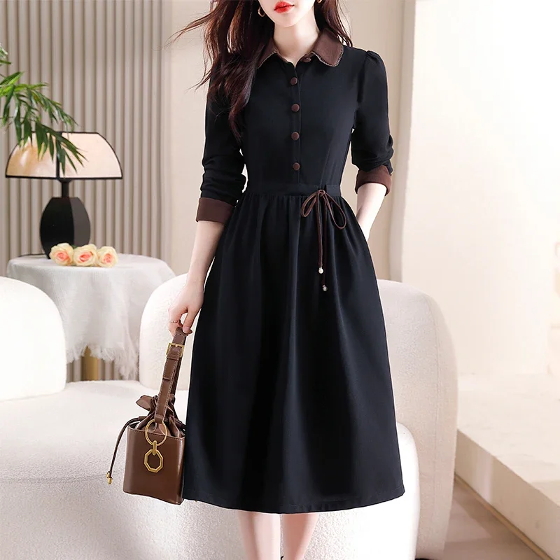 Shirt Dress Women Spring Fall New Fashion Chic Elegant Splicing Small Fragrant Wind Tie Waist Mid-Length Casual Dresses zq44
Shirt Dress Women Spring Fall New Fashion Chic Elegant Splicing Small Fragrant Wind Tie Waist Mid-Length Casual Dresses zq44