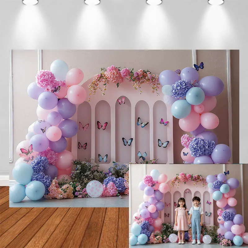 LS Photography Background Purple Pink Balloon Arch Butterfly Flower Decor Cake Smash Birthday Kids Portrait Photo Backdrop
LS Photography Background Purple Pink Balloon Arch Butterfly Flower Decor Cake Smash Birthday Kids Portrait Photo Backdrop