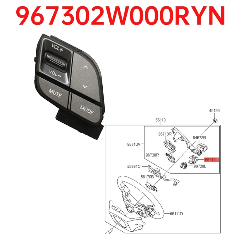 Надежный автомобильный переключатель на руле, кнопки регулировки громкости звука для Hyundai Santa Fe 2013-2016 967302W000RYN 96730-2W000RYN
Надежный автомобильный переключатель на руле, кнопки регулировки громкости звука для Hyundai Santa Fe 2013-2016 967302W000RYN 96730-2W000RYN