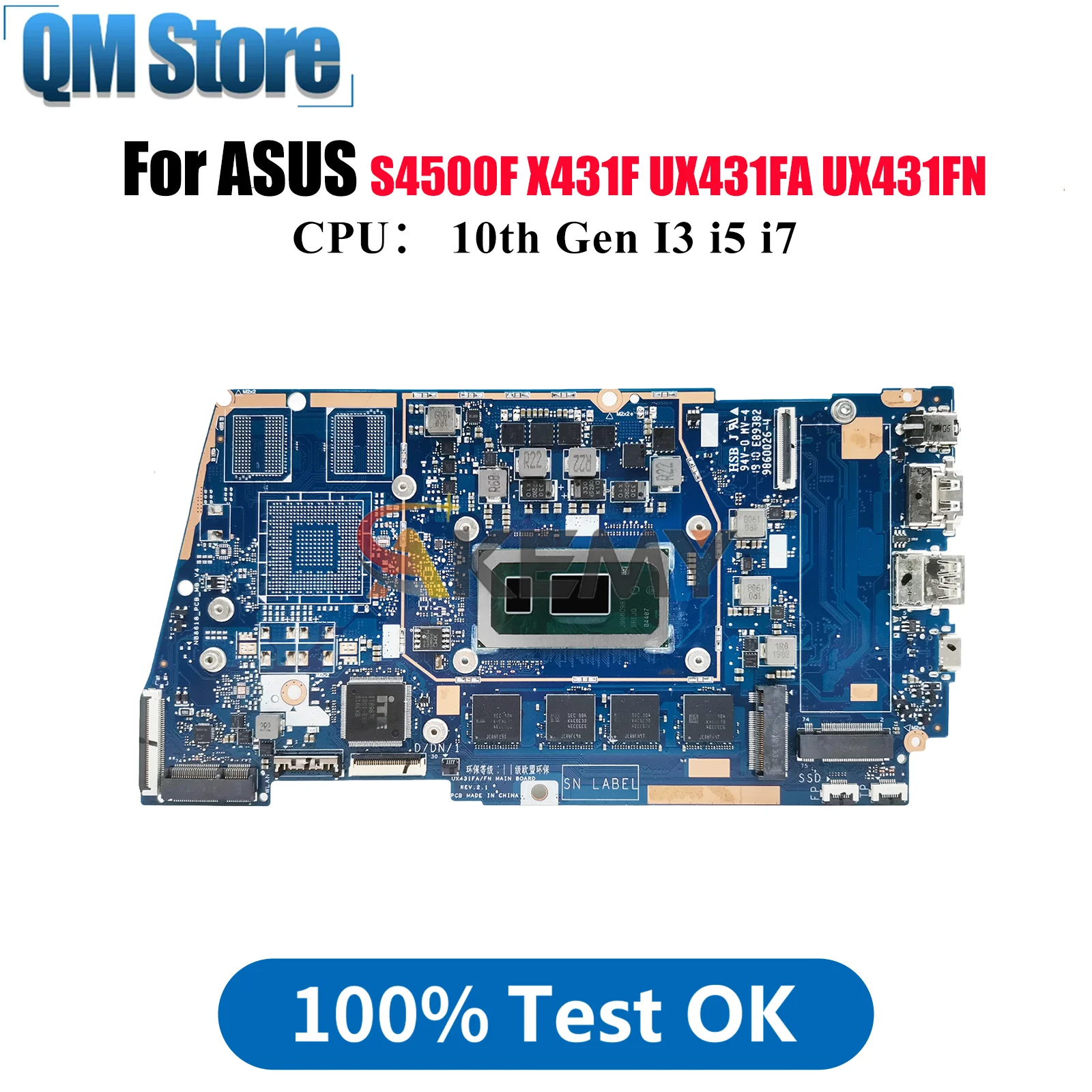 UX431FA Laptop Motherboard For ASUS ZenBook X431F S4500F UX431FN UX431F U4500F S431F UX431FA Mainboard With 10th Gen I3 i5 i7
UX431FA Laptop Motherboard For ASUS ZenBook X431F S4500F UX431FN UX431F U4500F S431F UX431FA Mainboard With 10th Gen I3 i5 i7