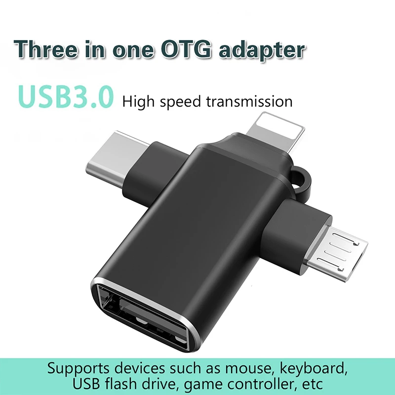 3-in-1 OTG Adapter For IPhone Type-C Micro Lighning Adapter USB 3.0 Camera Adapter Converter For Xiaomi Huawei USB Flash Drive
3-in-1 OTG Adapter For IPhone Type-C Micro Lighning Adapter USB 3.0 Camera Adapter Converter For Xiaomi Huawei USB Flash Drive