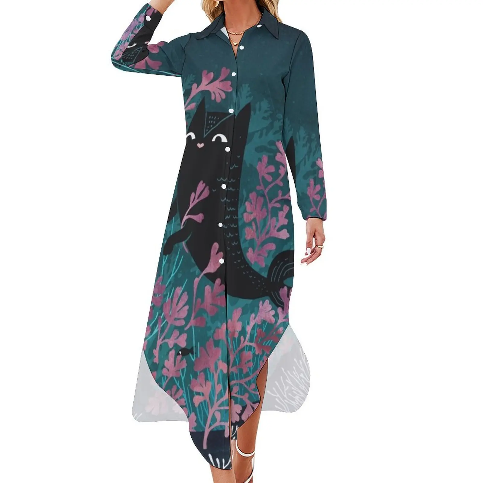 Undersea Long Sleeved Shirt Dress Women's long dress elegant party dress for women 2024
Undersea Long Sleeved Shirt Dress Women's long dress elegant party dress for women 2024