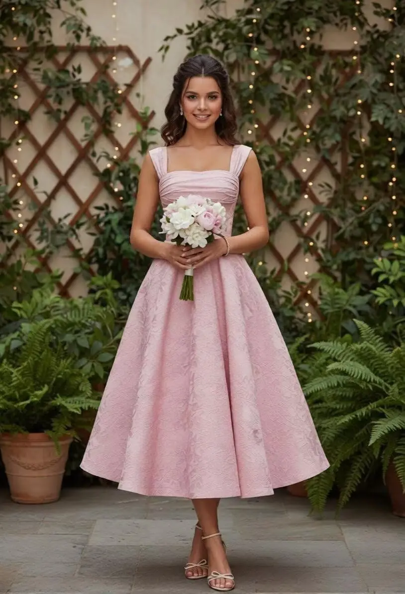 Women Elegant Satin Jacquard Cap Sleeve Jacquard Prom Dresses for Teens Floral Tea Length Formal Evening Dress Party Dresses
Women Elegant Satin Jacquard Cap Sleeve Jacquard Prom Dresses for Teens Floral Tea Length Formal Evening Dress Party Dresses
