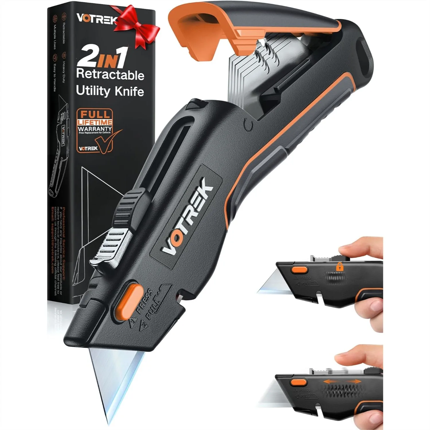 2-In-1 Retractable Box Cutter Utility Knife With Blade Storage, Heavy Duty All Metal Safety Razor Knife For Home Warehouse Cardboard Carton, With Extra Blades
2-In-1 Retractable Box Cutter Utility Knife With Blade Storage, Heavy Duty All Metal Safety Razor Knife For Home Warehouse Cardboard Carton, With Extra Blades