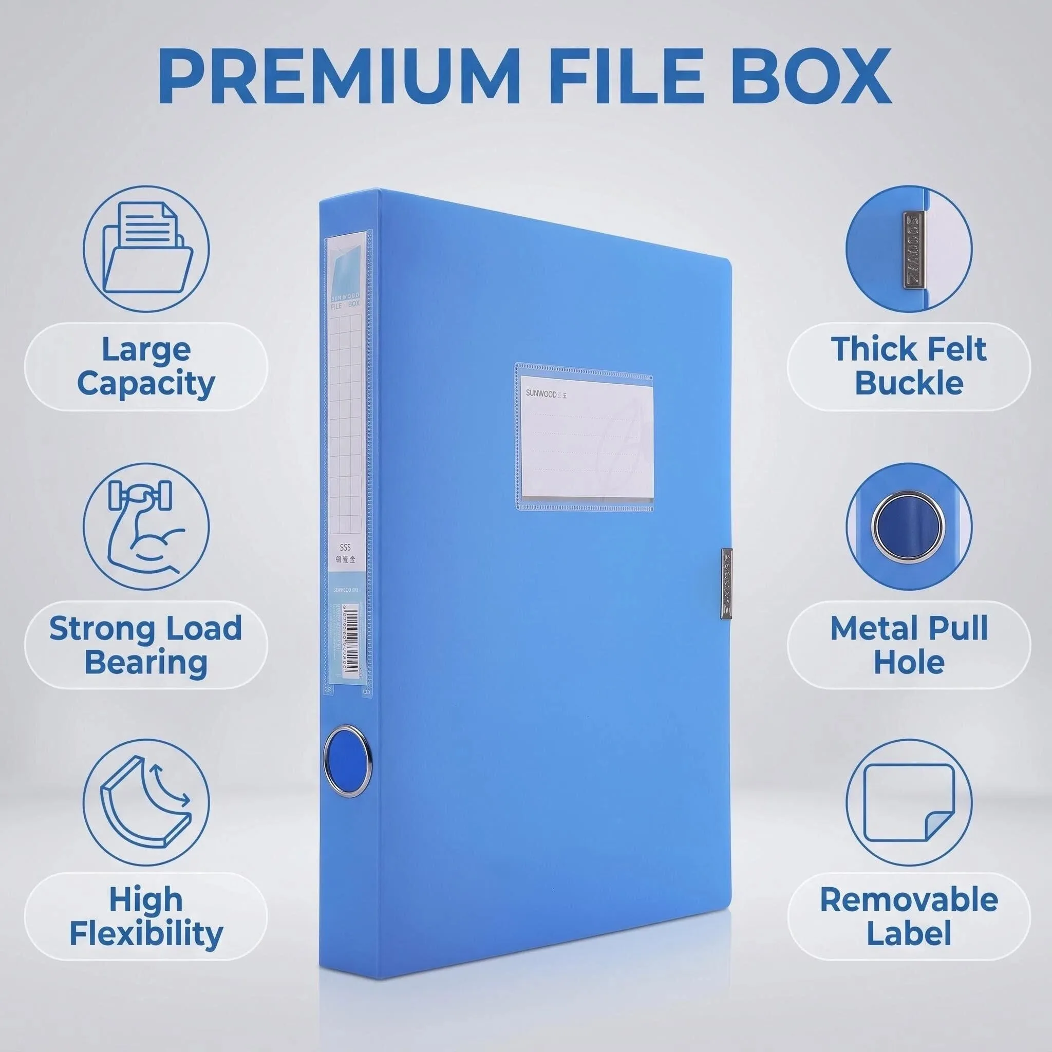 SUNWOOD A4 Standard File Box, Thickened Document Storage Box, Durable Hook & Loop File Organizer
SUNWOOD A4 Standard File Box, Thickened Document Storage Box, Durable Hook & Loop File Organizer