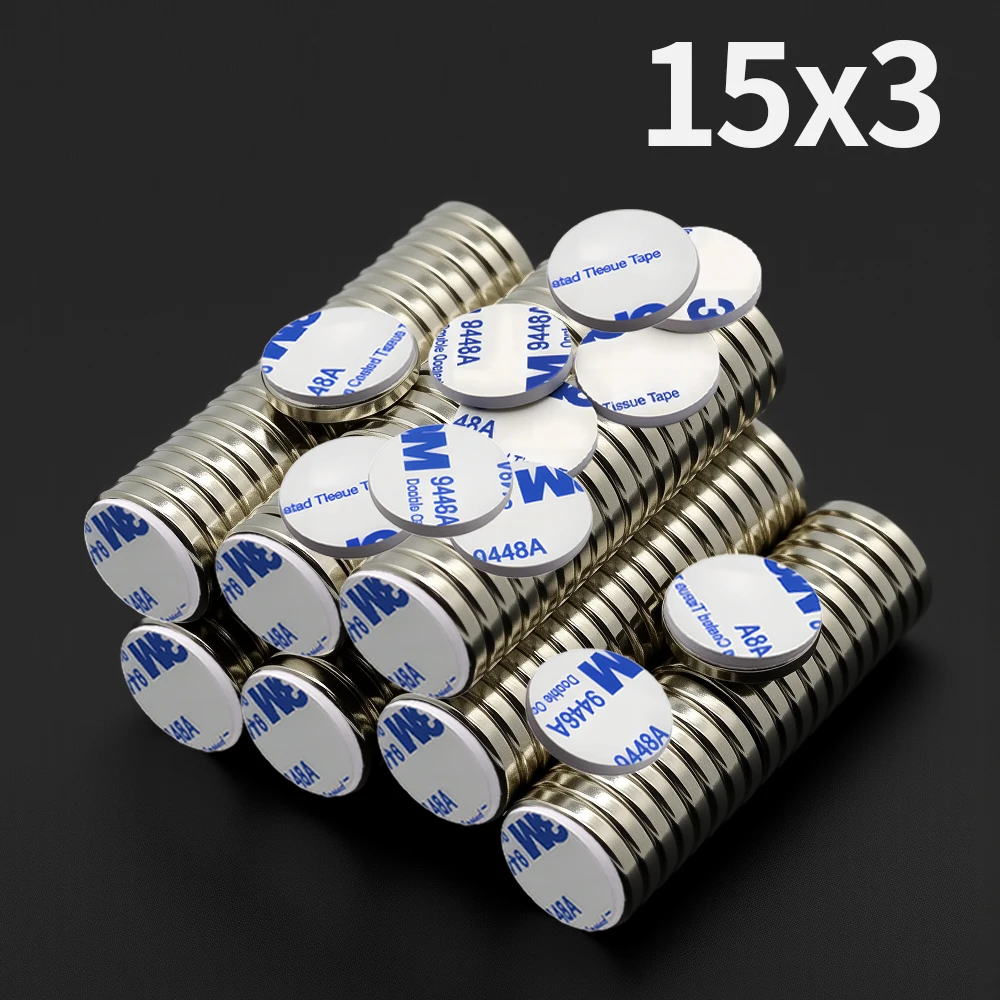 Super Strong Round Neodymium Magnet With adhesive Powerful Magnet N35 small Permanent Magnetic NdfeB Refrigerator Magnet 15x3mm
Super Strong Round Neodymium Magnet With adhesive Powerful Magnet N35 small Permanent Magnetic NdfeB Refrigerator Magnet 15x3mm